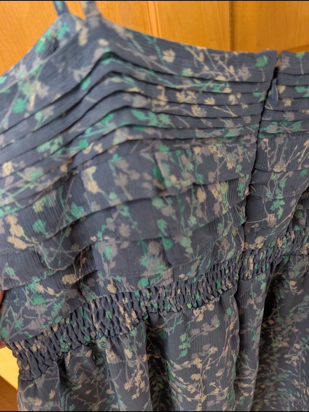 LC Lauren Conrad Teal and Navy Floral Spaghetti Strap Dress - Picture 8 of 10